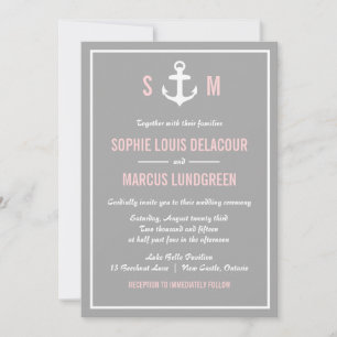 Faire-part de mariage nautique gris et blanc