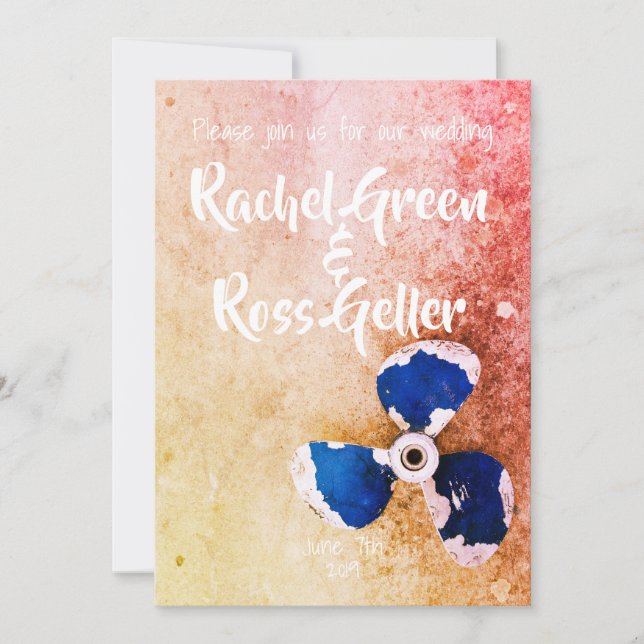 faire-part de mariage nautique vintage (Devant)