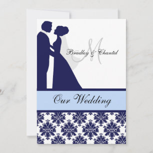 Faire-part de mariage Navy, Blue et White Couple