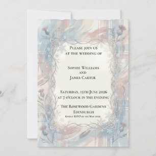 Faire-part de mariage Navy Celtic Thistle