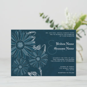 Faire-part de mariage Navy Gerber Daisy