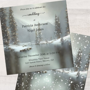 Faire-Part de Mariage Noël en Paysage Hivernal Enc