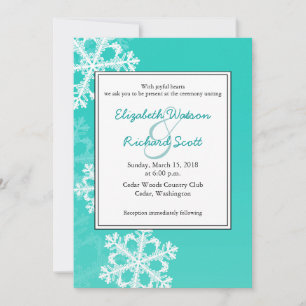 Faire-part de mariage Noël Flocons de turquoise