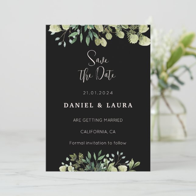 Faire-part de mariage noir (Debout devant)