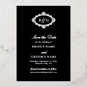Faire-part de mariage noir en véritable feuille d'