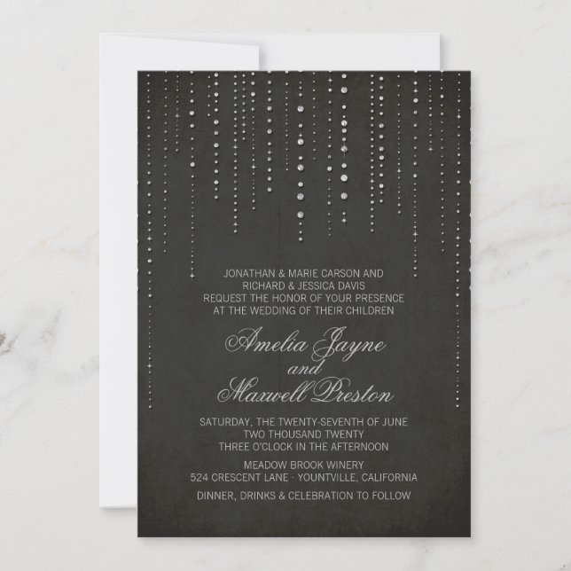 Faire-part de mariage noir et argent (Devant)