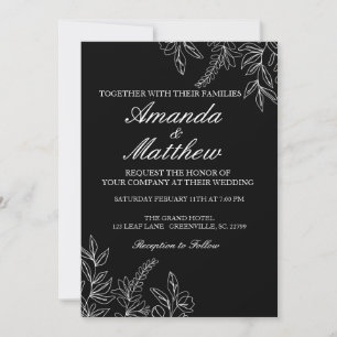 Faire-part de mariage noir et blanc 