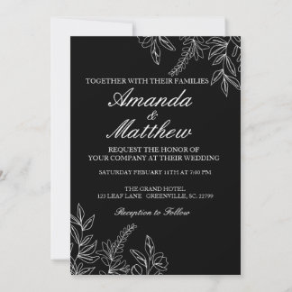 Faire-part de mariage noir et blanc 