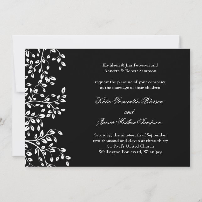 Faire-part de mariage noir et blanc (Devant)