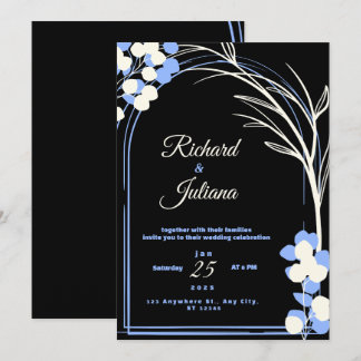 Faire-part de mariage noir et blanc avec parquet b