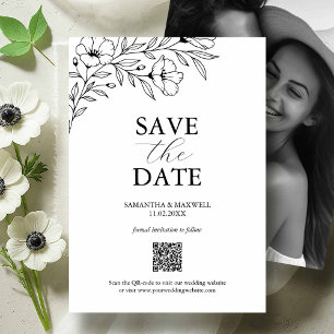 Faire-part de mariage noir et blanc avec photo