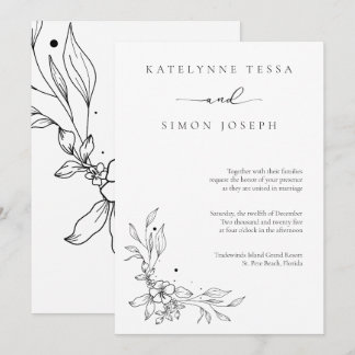 Faire-part de mariage noir et blanc classique