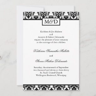 Faire-part de mariage noir et blanc classique