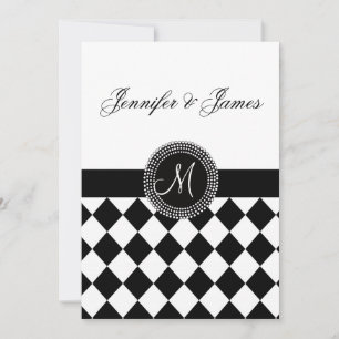 Faire-part de mariage noir et blanc de monogramme