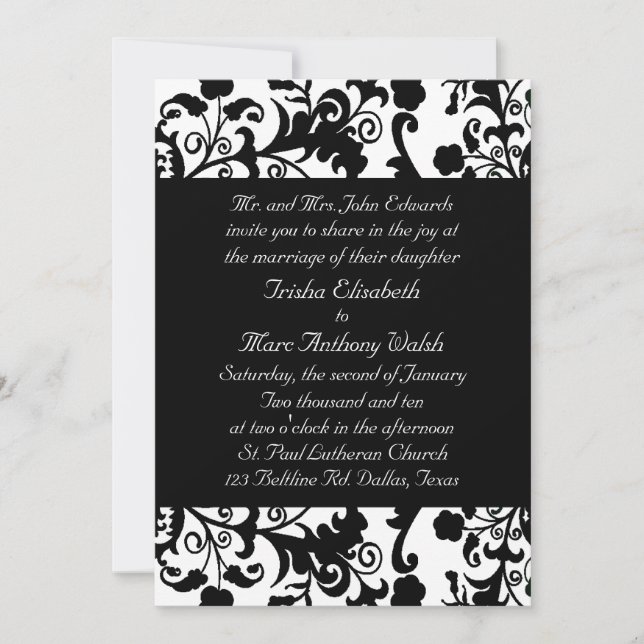 Faire-part de mariage noir et blanc élégant (Devant)