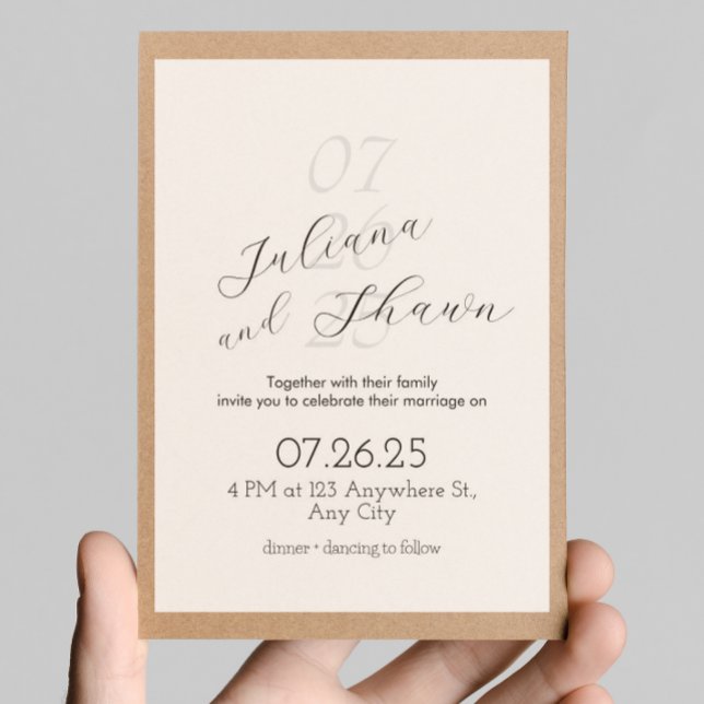 Faire-part de mariage noir et blanc minimal (Créateur téléchargé)