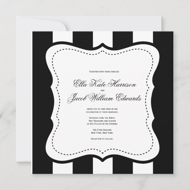 Faire-part de mariage noir et blanc personnalisabl (Devant)