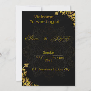 Faire-part de mariage noir et or Luxe élégant