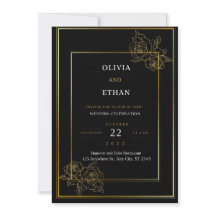 Faire-part de mariage Noir Et Or Premium