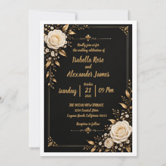 Faire-part de mariage noir ivoire