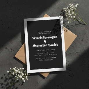 Faire-part de mariage noir moderne