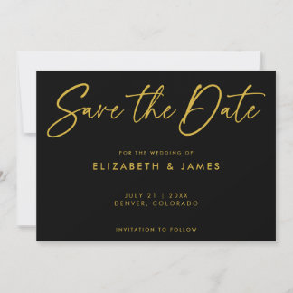 Faire-part de mariage noir moderne pour annoncer l