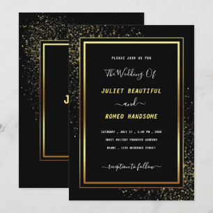 Faire-part de mariage Noir Or - Carte Invitation L