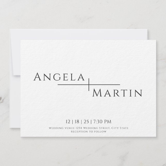 Faire-part de mariage Noir Simple (Devant)