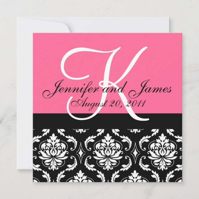 faire-part de mariage Noms Monogrammes Date Pink D (Devant)