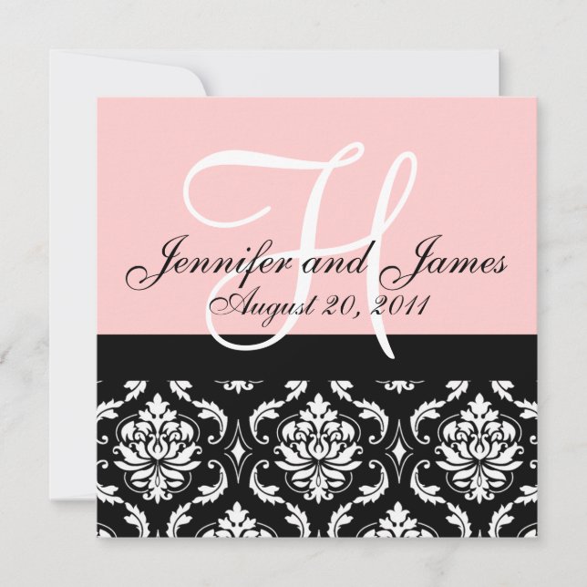 faire-part de mariage Noms Monogrammes Date Pink D (Devant)