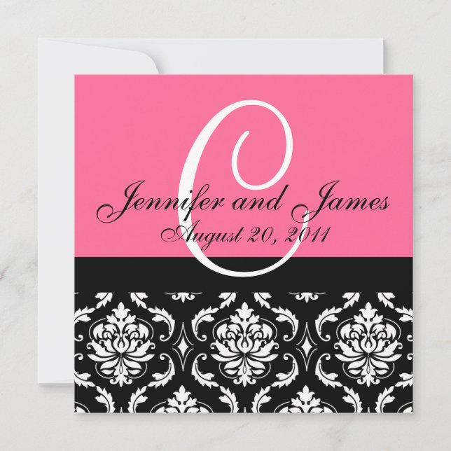 faire-part de mariage Noms Monogrammes Date Pink D (Devant)