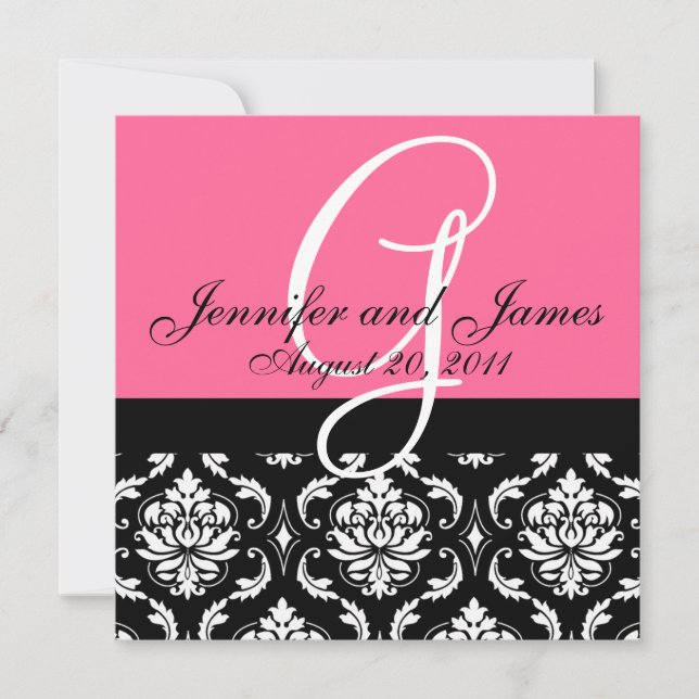 faire-part de mariage Noms Monogrammes Date Pink D (Devant)