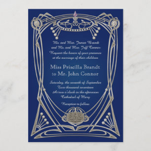 Faire-part de mariage nuit bleue et argent