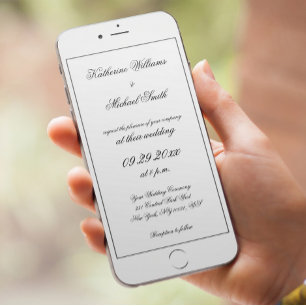 Faire-part de mariage numérique blanc élégant mini