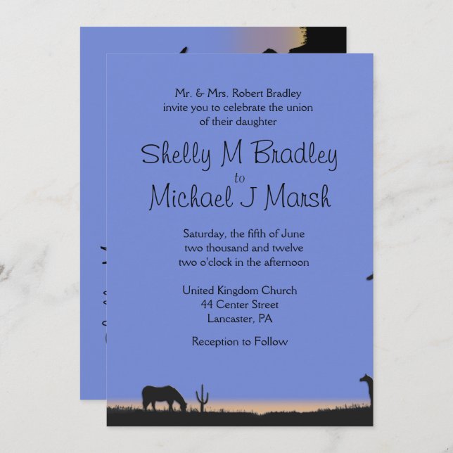 Faire-part de mariage occidentale (Devant / Derrière)