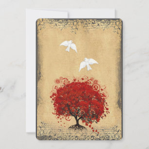 Faire-part de mariage Oiseau d'amour Colombes Arbr