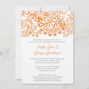 Faire-part de mariage oiseaux amour orange
