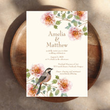 Faire-Part de Mariage Oiseaux dans les Fleurs