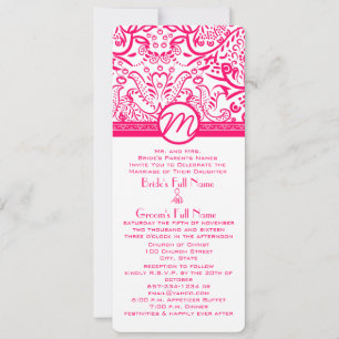 Faire-Part de Mariage Oiseaux de l'Amour Framboise