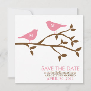 Faire-part de mariage Oiseaux de l'Amour Monogramm