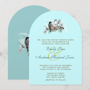 Faire-part de mariage Oiseaux de l'amour Vintage B