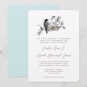 Faire-part de mariage oiseaux de l'amour vintage n