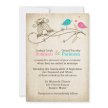 Faire-part de mariage | Oiseaux lunaires en amour