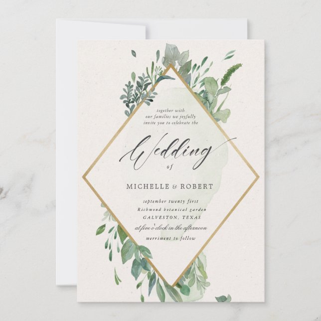 faire-part de mariage or élégant (Devant)