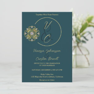 Faire-part de mariage or et diamants