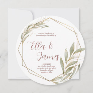 Faire-part de mariage or feuille aquarelle