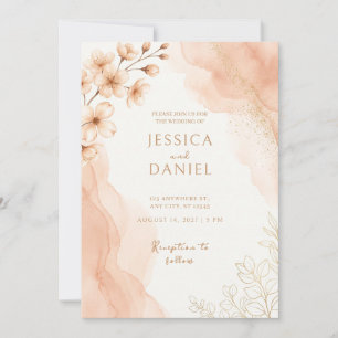 Faire-part de mariage or fleur de pêcher