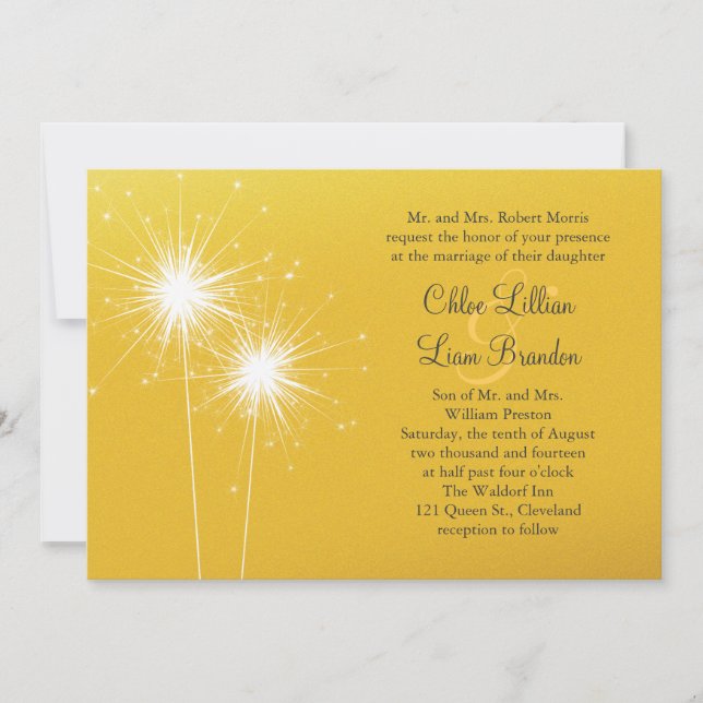Faire-part de mariage or Sparkler (Devant)