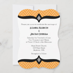 Faire-part de mariage Orange Blanc
