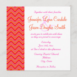 Faire-part de mariage orange de Chevron de roses